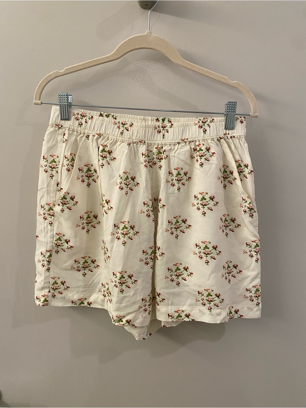 KULE Cream Floral Elastic-Waist Women’s Shorts